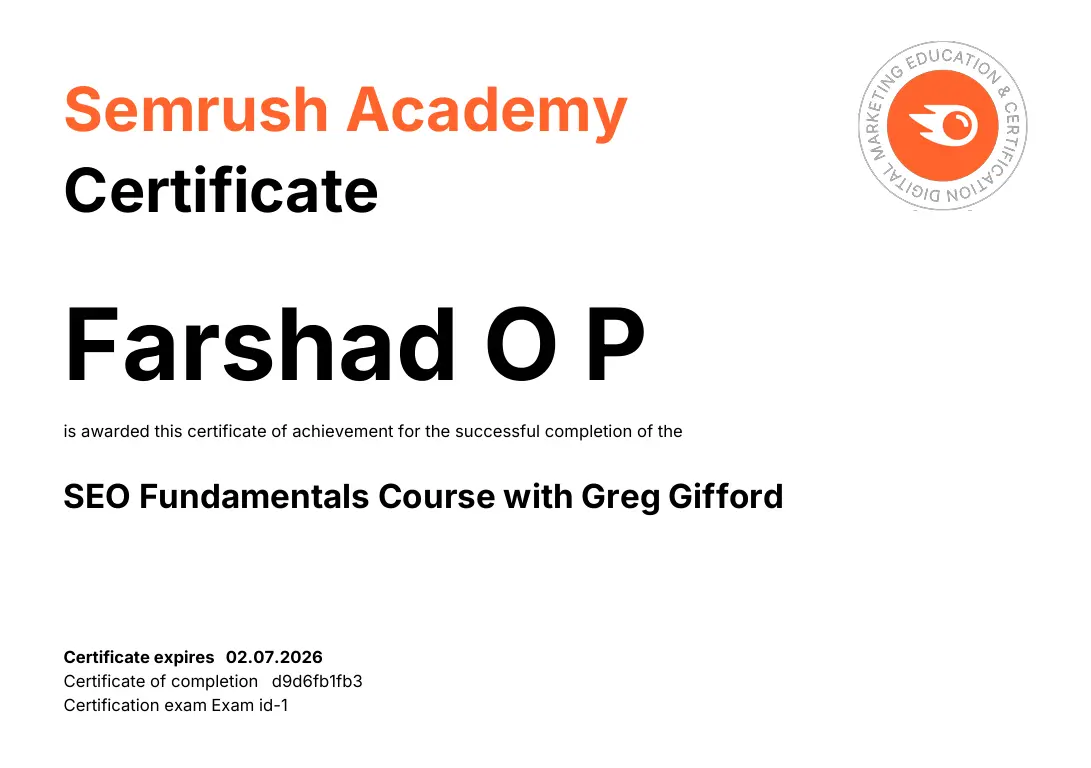 semrush certificate